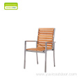 Modern European Inlaid Teak Slatted Outdoor Dining Chair